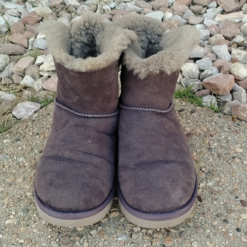 UGG Naveah suede leather shearling lined bow boots women's sz 8 - Picture 8 of 14